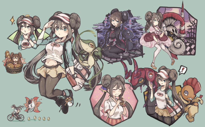!, 1girl, absurdres, bag, bangs, bicycle, black_legwear, blue_hair