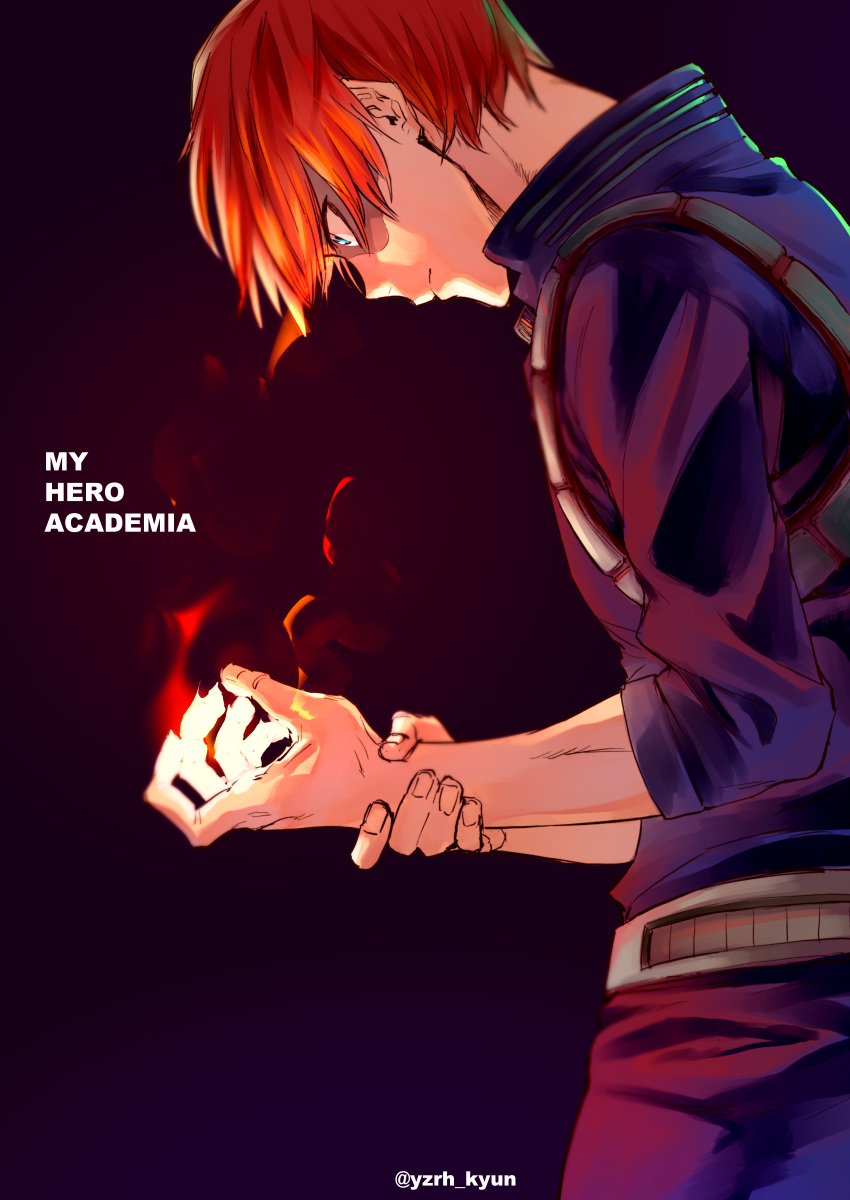 1boy, absurdres, arm_grab, artist_name, blue_eyes, blue_jacket, boku_no_hero_academia, commentary_request
