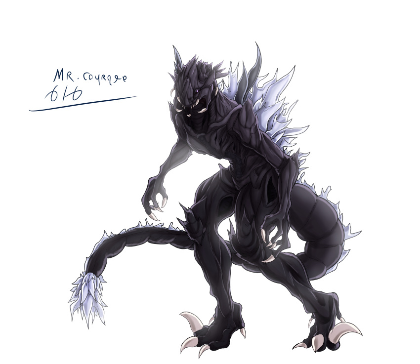 absurdres, alien, animal, claws, demon, dorsal_fin, dragon, dragon_tail