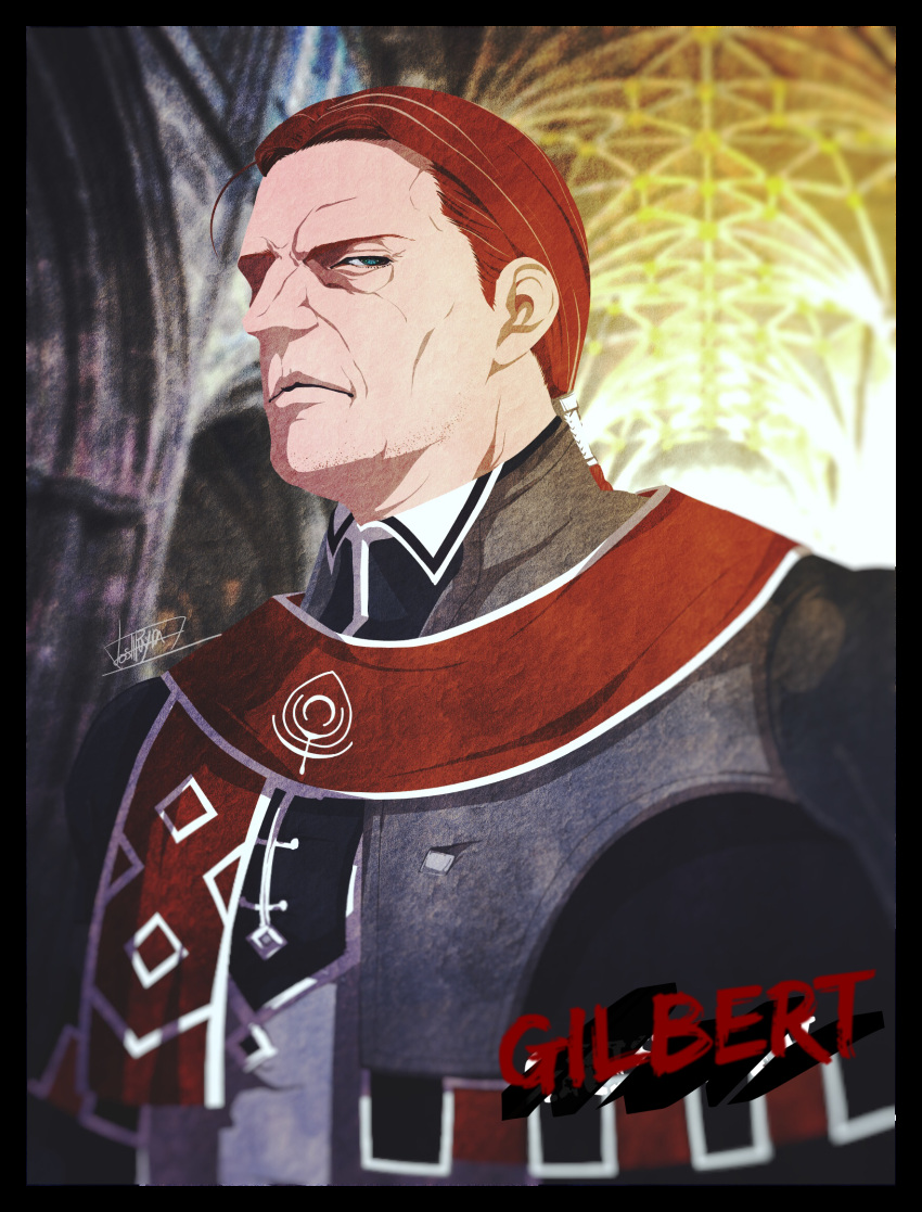 1boy, blue_eyes, character_name, fire_emblem, fire_emblem:_three_houses, frown, gilbert_prosnilav, highres