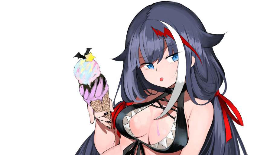 1girl, alternate_costume, azur_lane, bangs, bare_shoulders, bat, black_bikini_top, black_choker