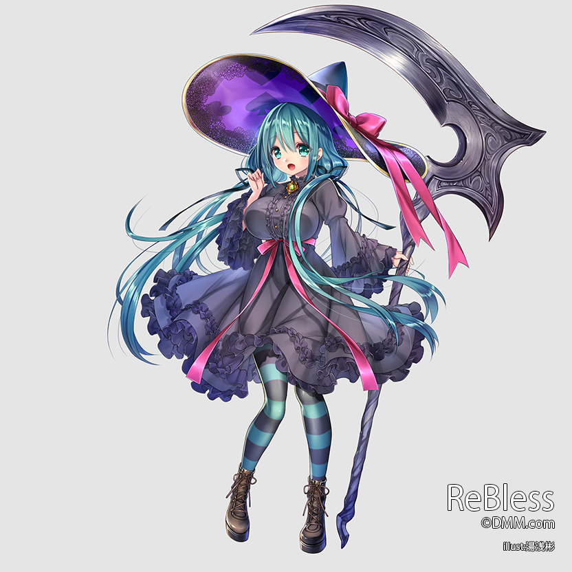 1girl, aqua_eyes, aqua_hair, axe, blush, boots, breasts, dmm