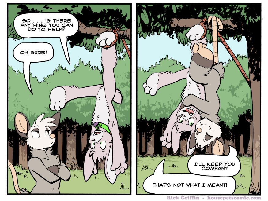 1boy, 1girl, bound, cuddling, forest, furry, house_pets, nature