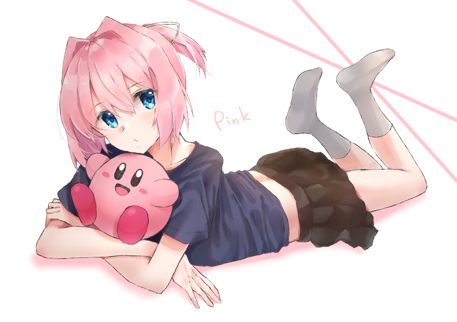 1girl, 1other, alternate_costume, bangs, black_skirt, blue_eyes, blush, color_connection