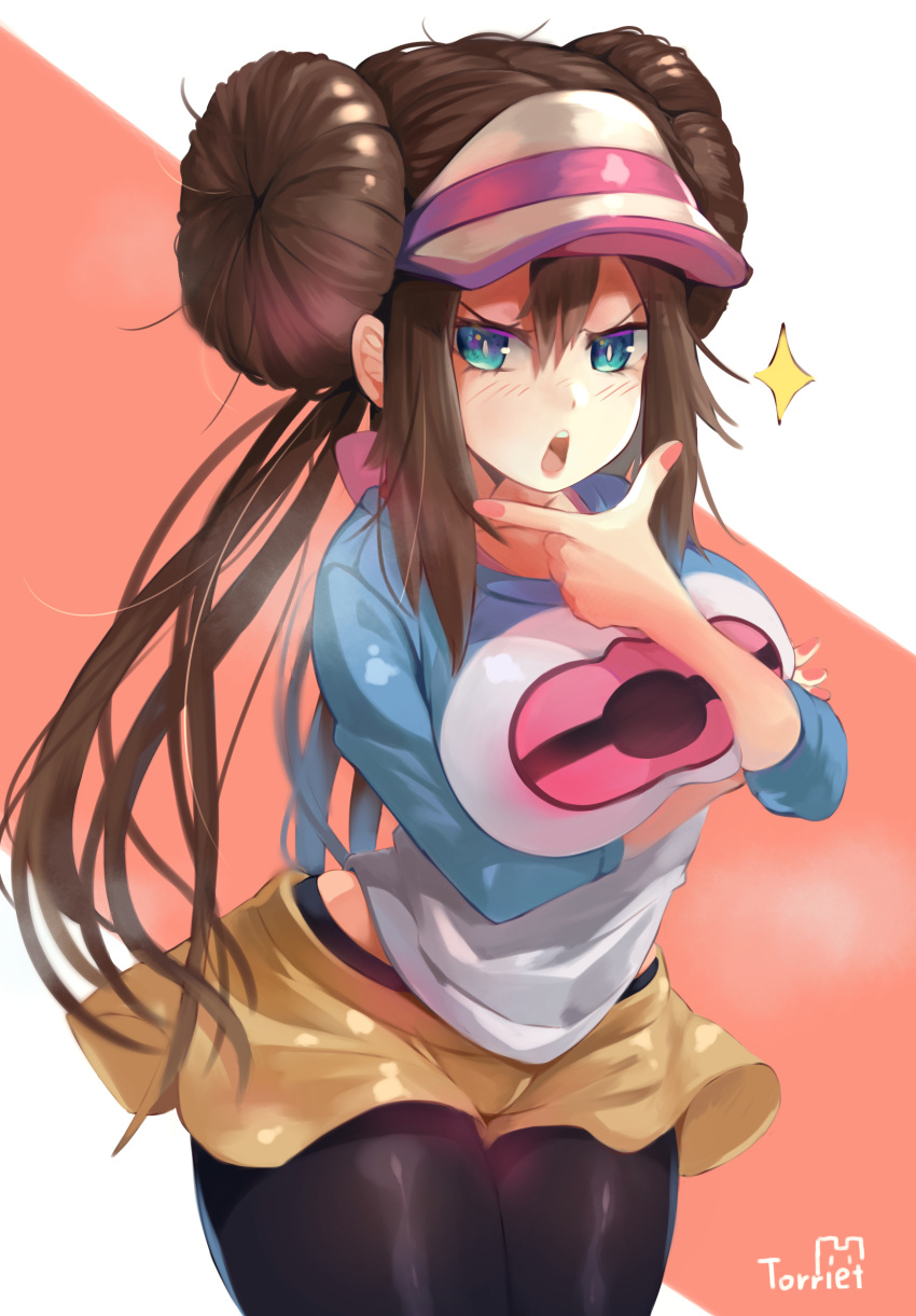 1girl, absurdres, arm_under_breasts, black_legwear, blue_eyes, blush, breast_hold, breasts