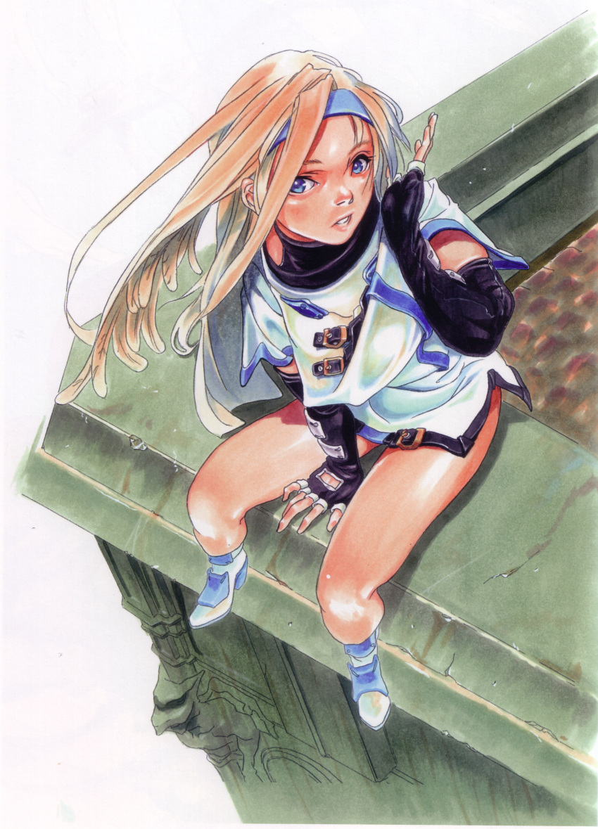 blonde_hair, blue_eyes, bottomless, elbow_gloves, fingerless_gloves, gloves, guilty_gear, highres