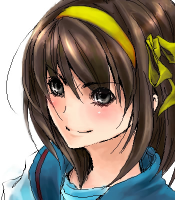 brown_eyes, brown_hair, lowres, school_uniform, short_hair, suzumiya_haruhi, suzumiya_haruhi_no_yuuutsu, yakata