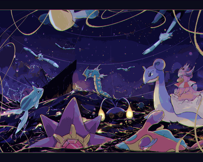 awai_(pixiv29777040), bruxish, chinchou, gen_1_pokemon, gen_2_pokemon, gen_3_pokemon, gyarados, horsea