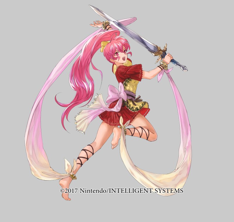 1girl, barefoot, belt, bow, bracelet, fire_emblem, fire_emblem:_new_mystery_of_the_emblem, fire_emblem_heroes
