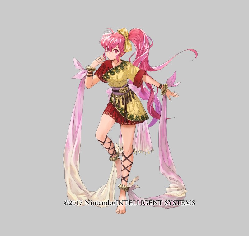 1girl, barefoot, belt, bow, bracelet, fire_emblem, fire_emblem:_new_mystery_of_the_emblem, fire_emblem_heroes
