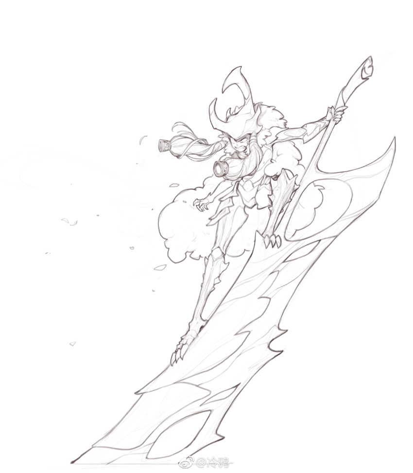 1girl, angry, armor, beetle, beetle_horn, big_hair, blowing_leaves, bug