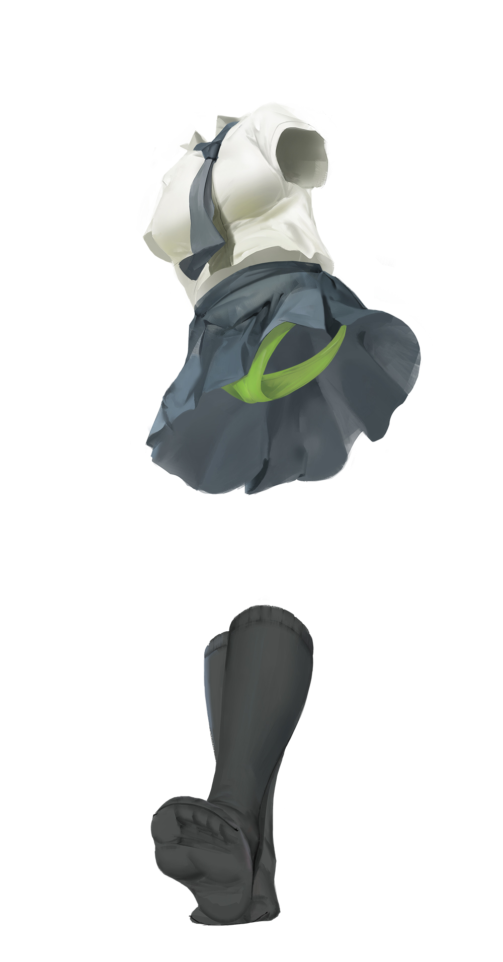 1girl, black_footwear, black_neckwear, boku_no_hero_academia, feet, gaishi_yuu, green_panties, hagakure_tooru