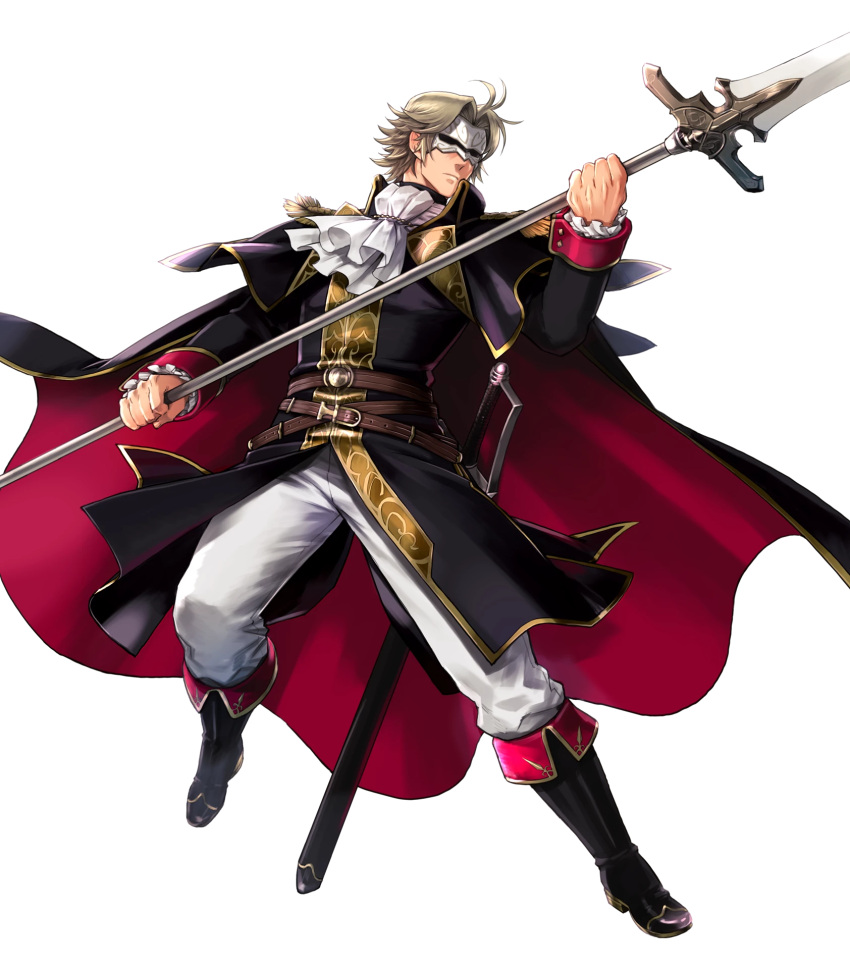 1boy, belt, blonde_hair, boots, camus_(fire_emblem), cape, epaulettes, fire_emblem