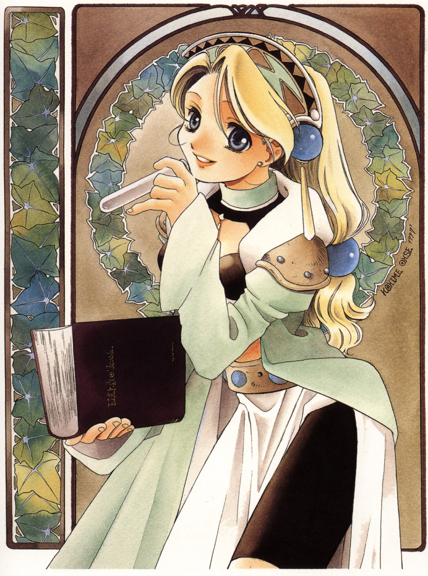 atelier, atelier_(series), atelier_marie_alchemist_of_salburg, blonde_hair, book, earrings, gust, highres