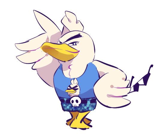 720_72, belt, bird, bird_focus, blue_shirt, character_print, closed_mouth, cosplay