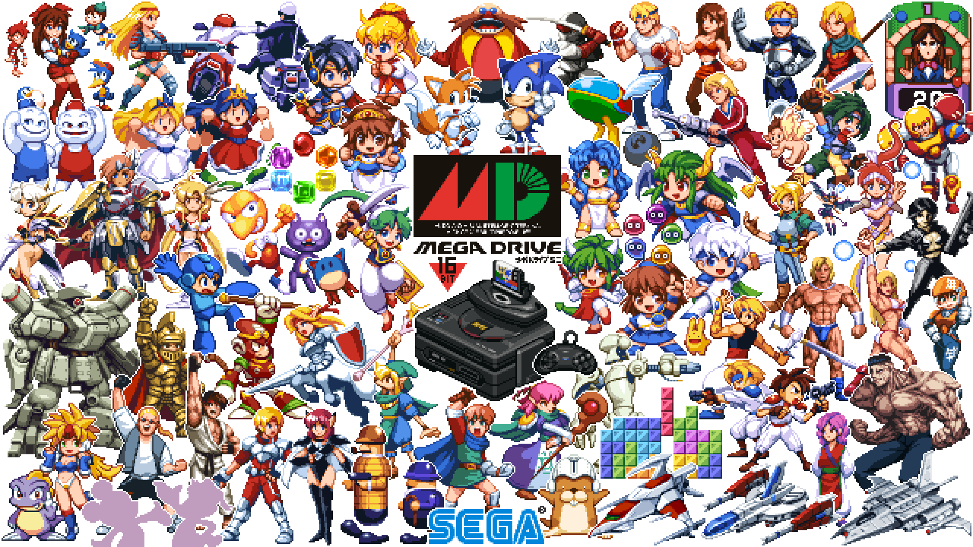 6+boys, 6+girls, arle_nadja, asha_(monster_world), axel_stone, bare_knuckle, blaze_fielding, carbuncle_(puyopuyo)