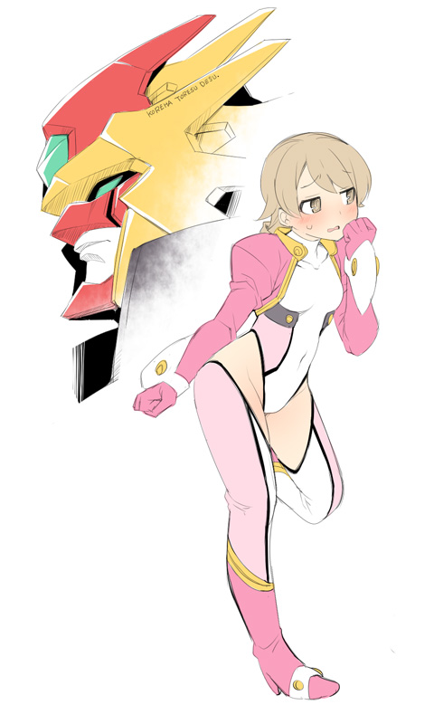 1girl, aoi_anna, aoi_anna_(cosplay), bangs, blush, boots, breasts, brown_eyes