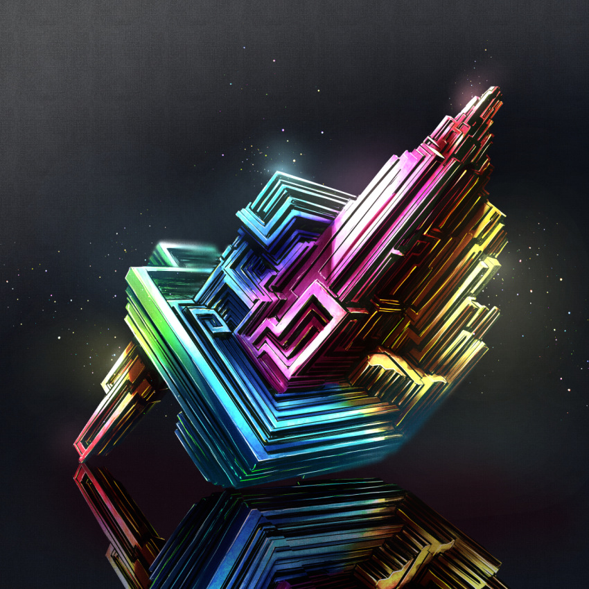 bismuth, cluseller, commentary_request, crystal, dark, dark_background, highres, light_particles