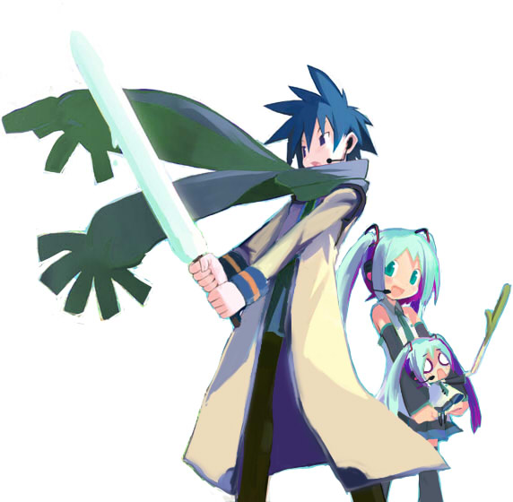 hachune_miku, hatsune_miku, kaito, marona, parody, phantom_brave, popsicle, putty