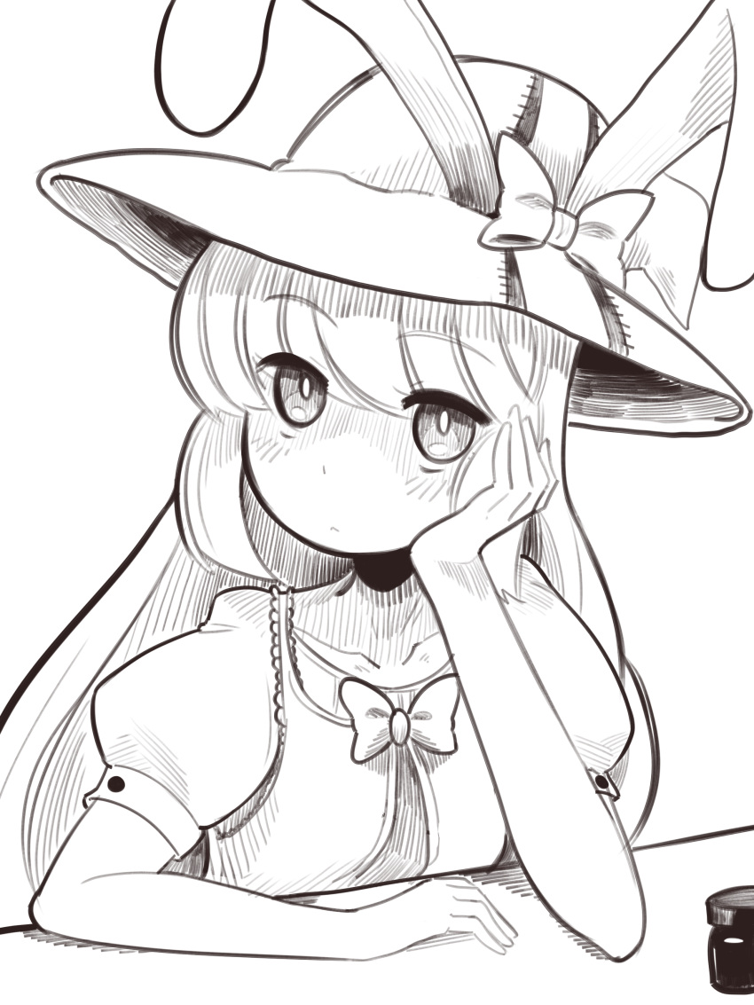 1girl, absurdres, animal_ears, boa_(brianoa), closed_mouth, commentary, hat, highres