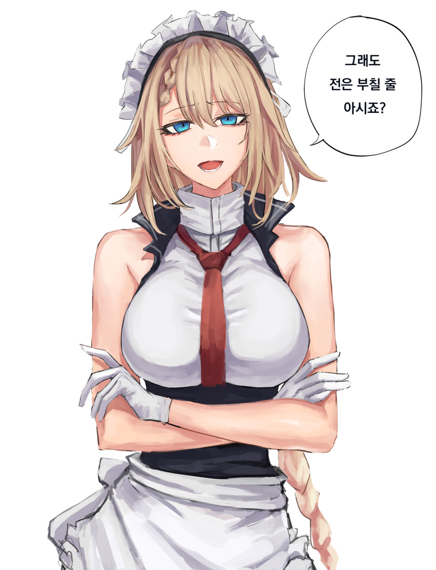 alternate_costume, apron, blonde_hair, blue_eyes, breasts, g36_(girls_frontline), girls_frontline, gloves