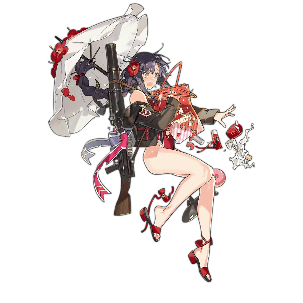 1girl, :p, bag, bangs, bare_shoulders, beach, beach_umbrella, black_hair