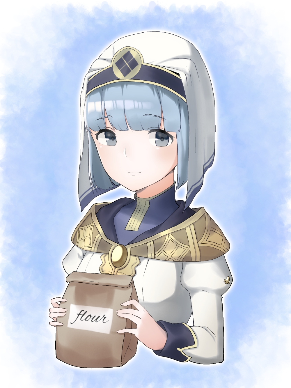 1girl, bag, blue_eyes, blue_hair, fire_emblem, fire_emblem_echoes:_shadows_of_valentia, flour, highres