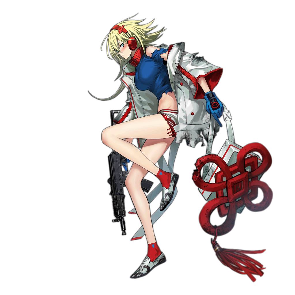 1girl, ak-74u_(girls_frontline), aks-74u, alternate_costume, aqua_eyes, assault_rifle, bangs, blonde_hair