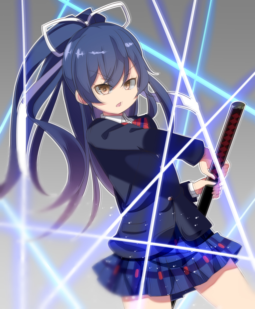1girl, bangs, blazer, blue_hair, bow, bowtie, commentary_request, cosplay