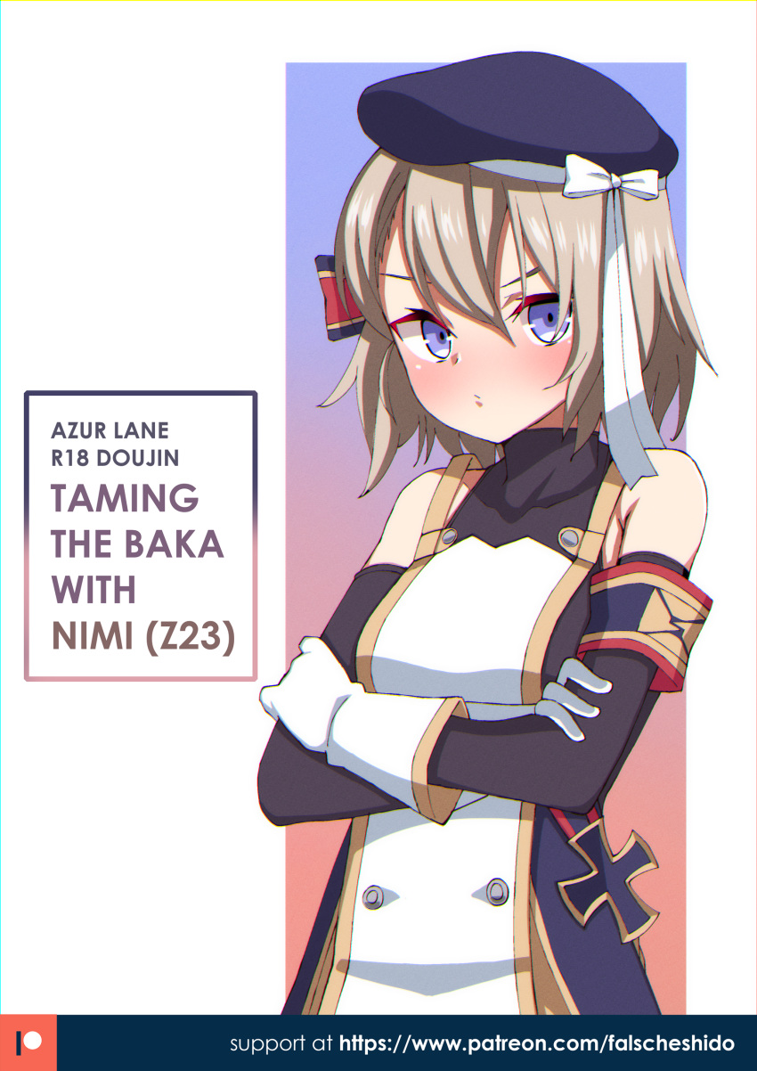 1girl, absurdres, azur_lane, bangs, bare_shoulders, beret, black_shorts, blush