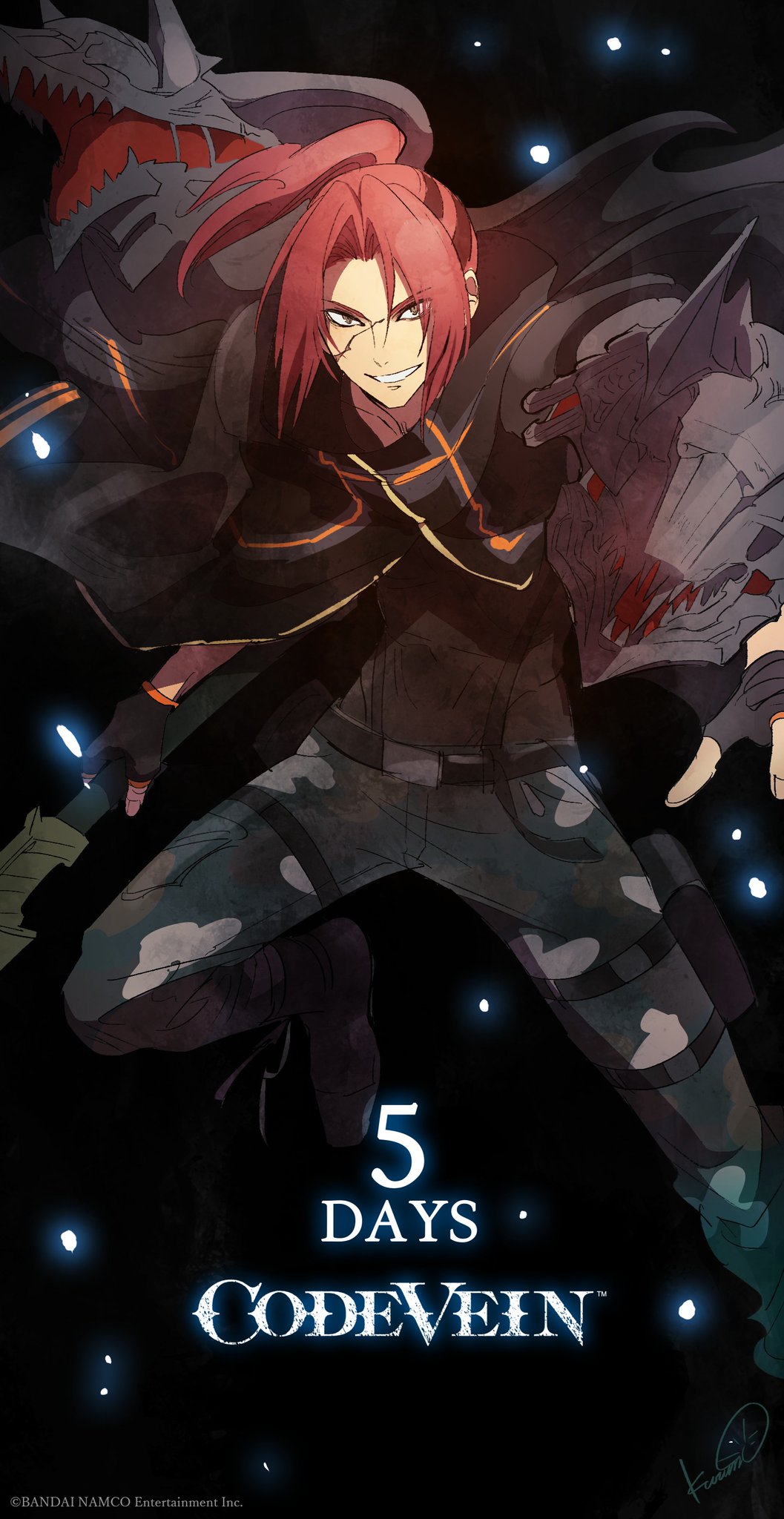 1boy, bangs, buckle, cape, code_vein, eyebrows_visible_through_hair, gloves, highres