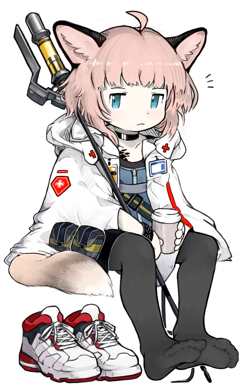 1girl, absurdres, ahoge, animal_ear_fluff, animal_ears, arknights, badge, bangs