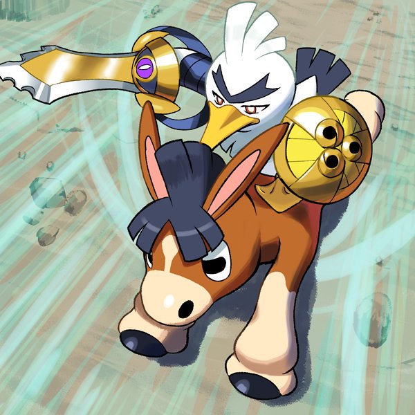 2others, aegislash, animal, animal_ears, beak, bird, brown_eyes, creatures_(company)