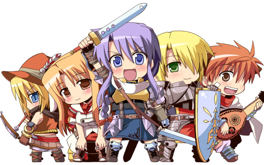 archer, chibi, etrian_odyssey, medic, medic_(sekaiju), paladin, paladin_(sekaiju), ranger_(sekaiju), sekaiju_no_meikyuu, swordsman_(sekaiju), uraichishi, warrior