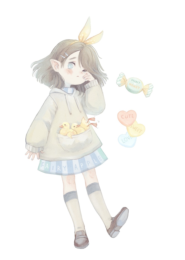 1girl, ;<, arm_at_side, artist_name, bangs, blue_eyes, blue_nails, blush