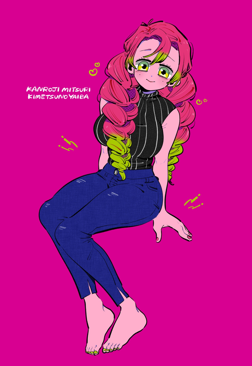 1girl, alternate_costume, braid, breasts, character_name, contemporary, copyright_name, denim