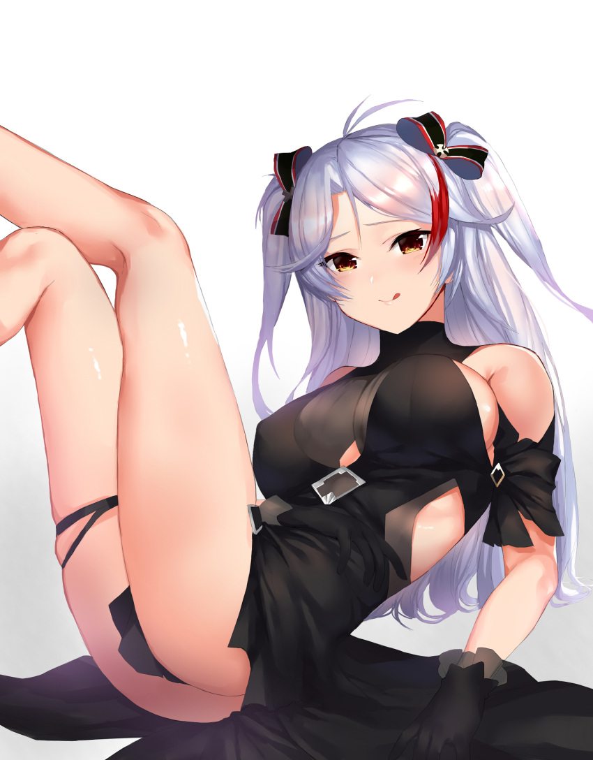 1girl, :q, absurdres, alternate_costume, antenna_hair, arm_support, ass, azur_lane