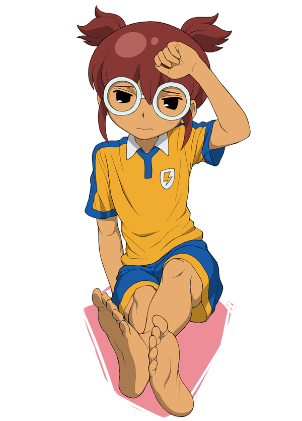1boy, barefoot, blonde_hair, crossed_legs, feet, glasses, hair_between_eyes, hayami_tsurumasa