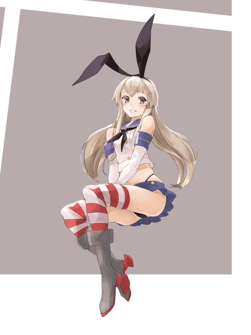 1girl, absurdres, ailiner7060, anchor_hair_ornament, black_hairband, black_panties, blonde_hair, blue_sailor_collar