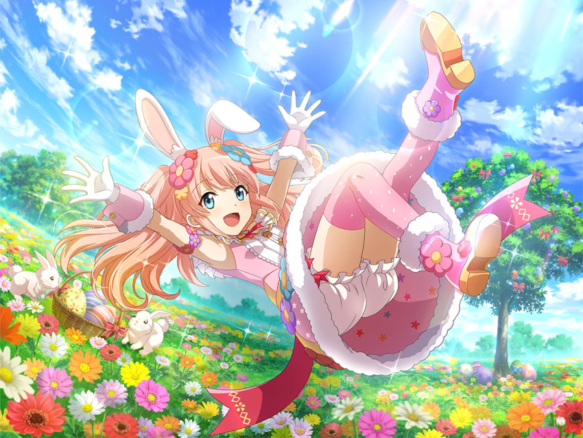 blue_eyes, dress, easter, long_hair, nonomiya_lalafin, pink_hair, shoujo_kageki_revue_starlight, smile