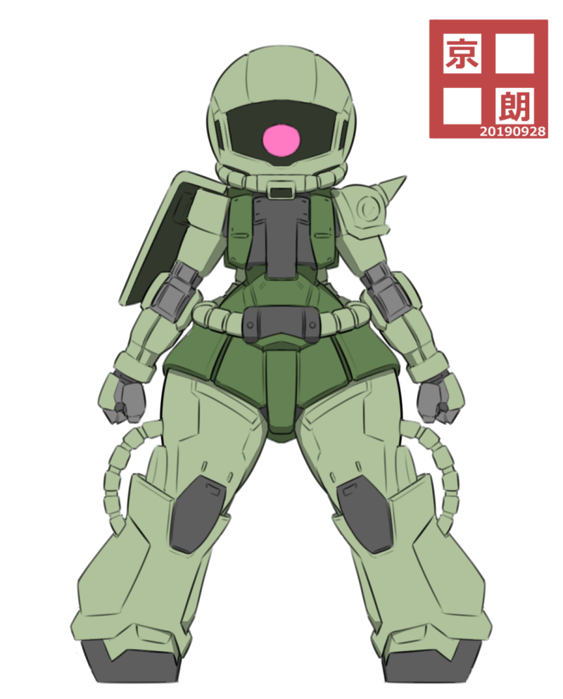 1other, 2019, bald, chibi, clenched_hands, dated, gundam, kyoutasab