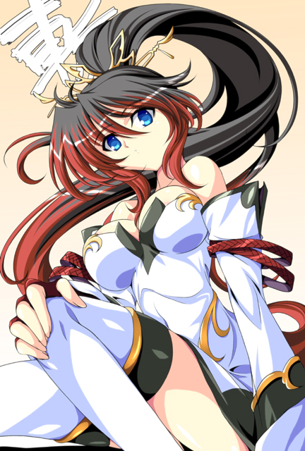 breasts, dress, endless_frontier, infinite_frontier, ka2, long_hair, multicolored_hair, nanbu_kaguya