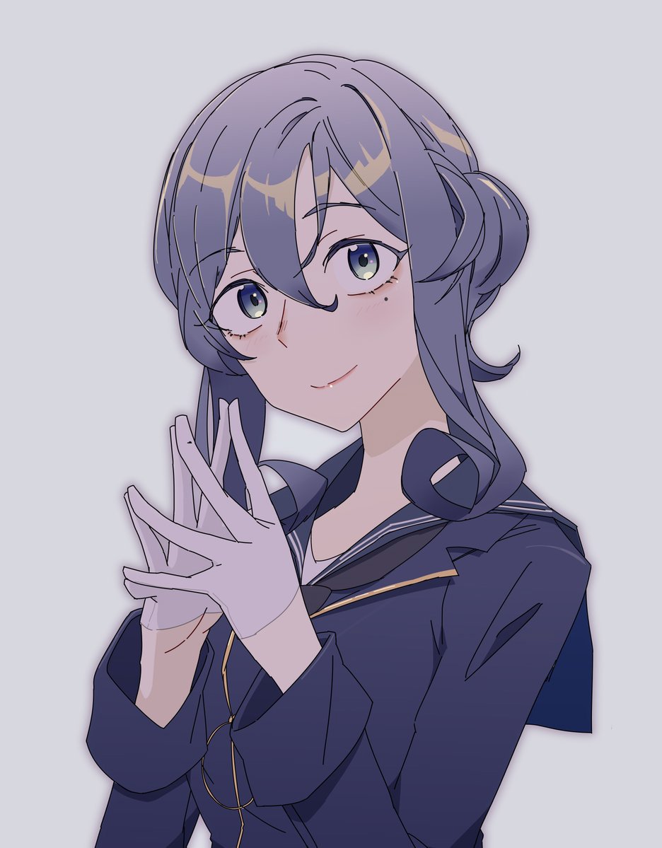 1girl, alternate_eye_color, aqua_eyes, black_neckwear, blue_hair, blue_sailor_collar, closed_mouth, commentary_request