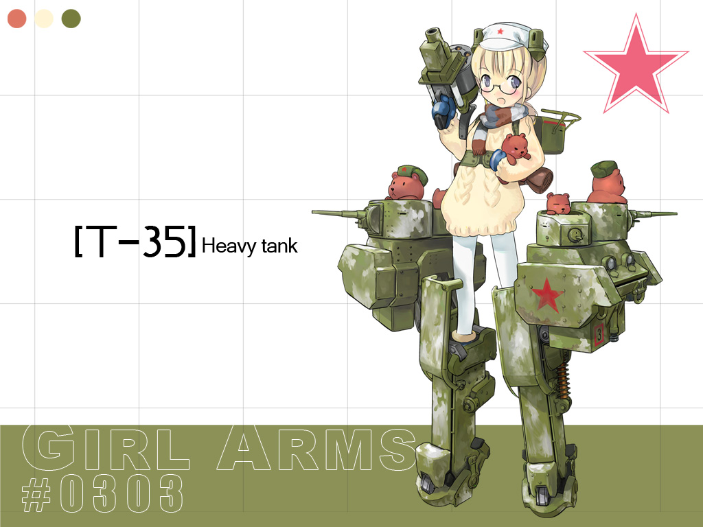 girl_arms, mecha_musume, military, military_vehicle, russia, russian, soviet, sweater, t-35, tank, vehicle, wallpaper, zeco