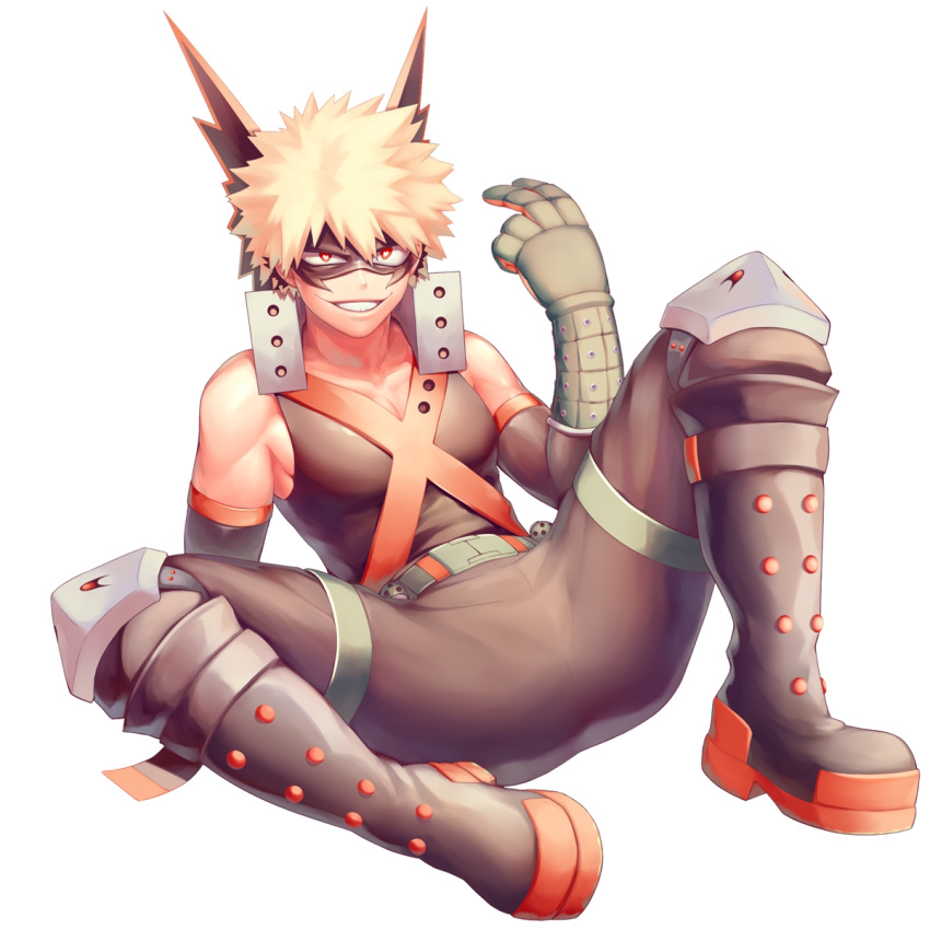1boy, bakugou_katsuki, bare_shoulders, blonde_hair, boku_no_hero_academia, commentary_request, eye_mask, face_mask