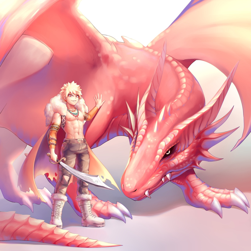 1boy, alternate_costume, bakugou_katsuki, belt, blonde_hair, boku_no_hero_academia, boots, cape