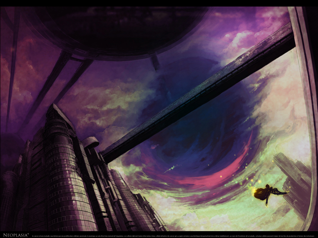 bridge, building, buildings, chitose_rin, city, cityscape, cloud, clouds, letterboxed, original, rel, scenery, sky, void