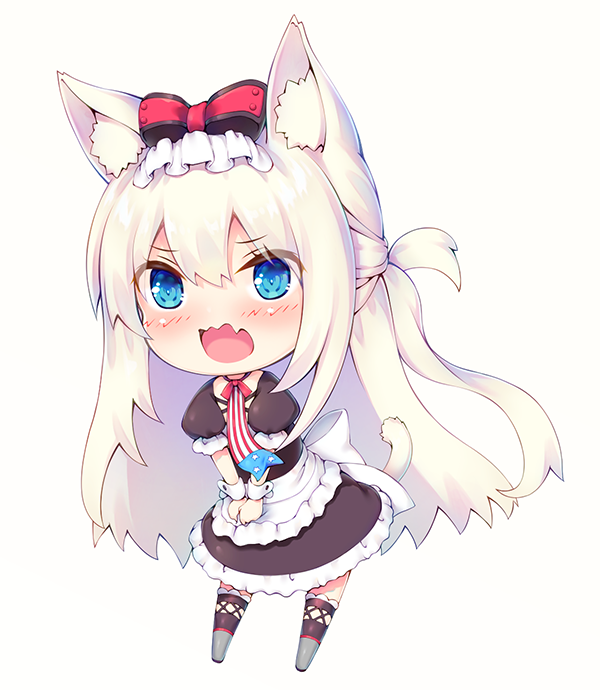 1girl, akyorapenyo, american_flag, american_flag_print, animal_ear_fluff, animal_ears, apron, azur_lane