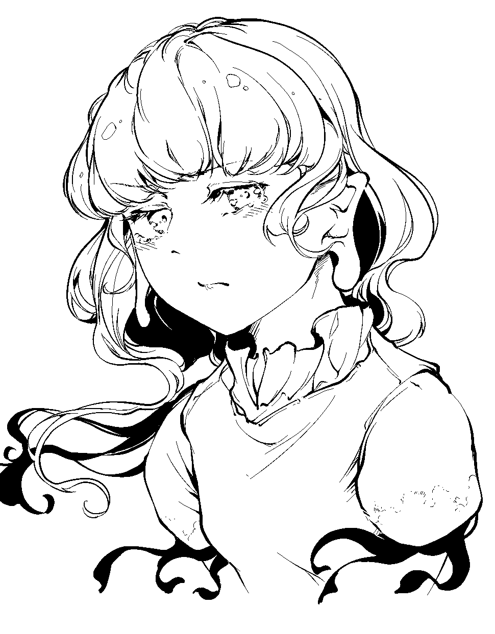 1girl, crying, crying_with_eyes_open, earlobes, ebisu_eika, eyebrows_visible_through_hair, frills, highres
