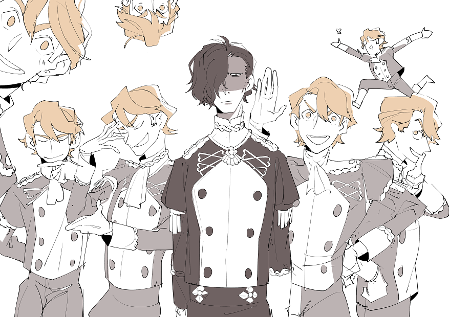 2boys, black_hair, clone, cravat, epaulettes, ferdinand_von_aegir, fire_emblem, fire_emblem:_three_houses